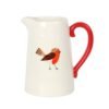 17cm Winter Robin Ceramic Flower Jug