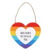 Pride Hanging Rainbow Heart Sign