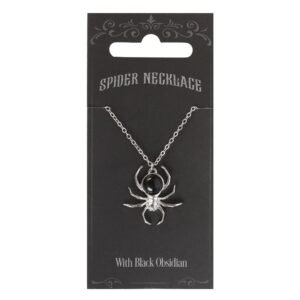 Black Obsidian Spider Pendant Necklace