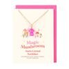 Pink Aura Crystal Mushroom Necklace Greeting Card