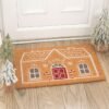 Natural Candy Cane Gingerbread House Doormat